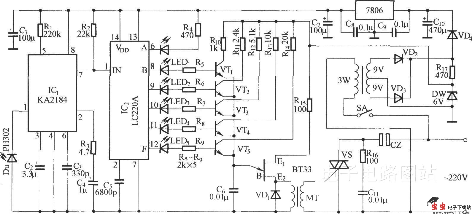 红外遥控调压电路