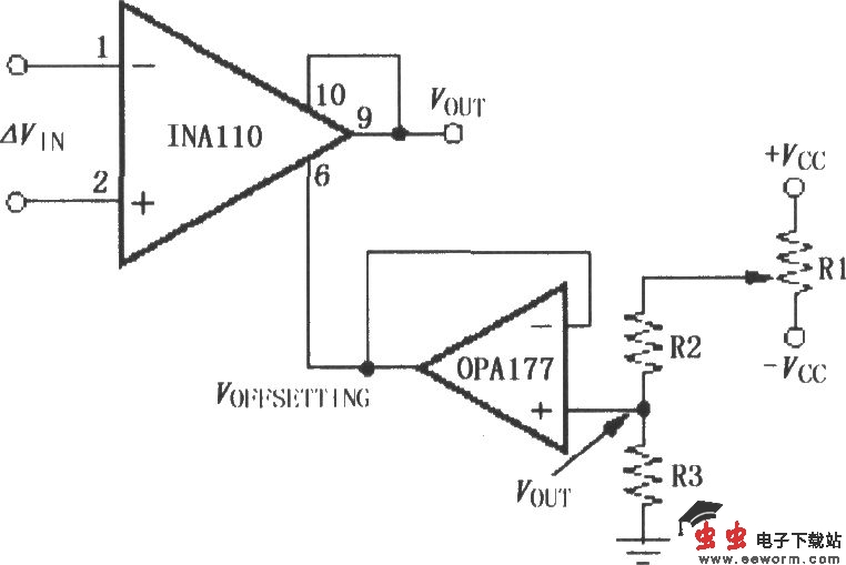 INA110输出失调调节电路