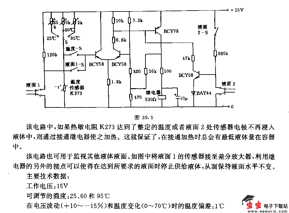 液体液面和温度监控电路