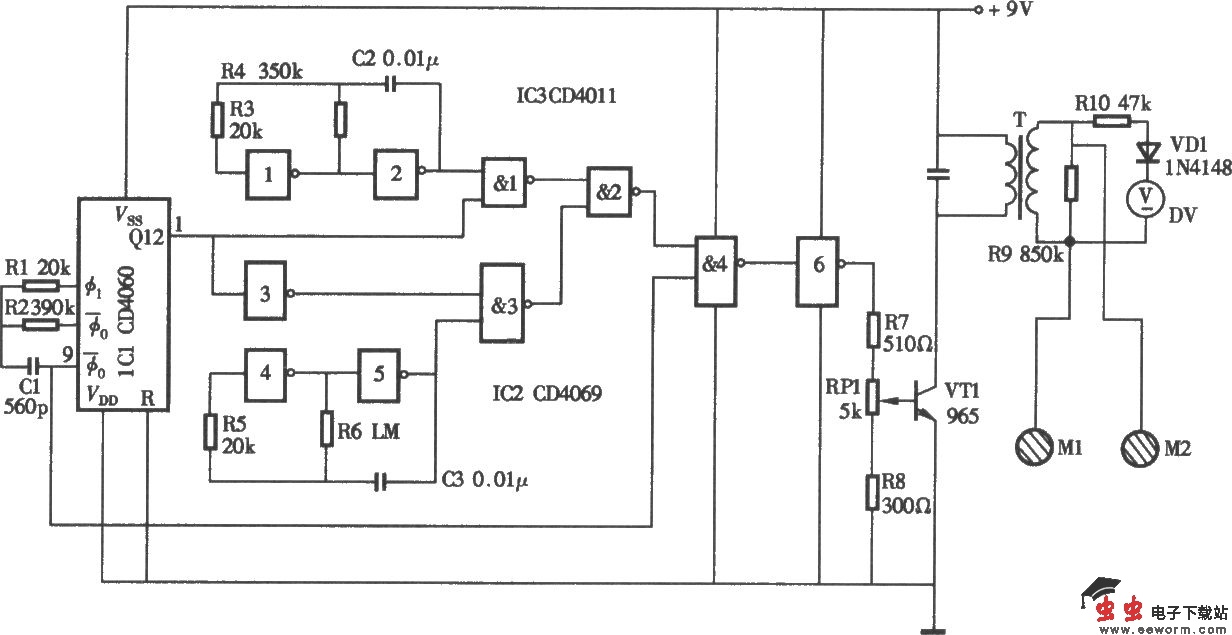 电子生物波理疗仪电路