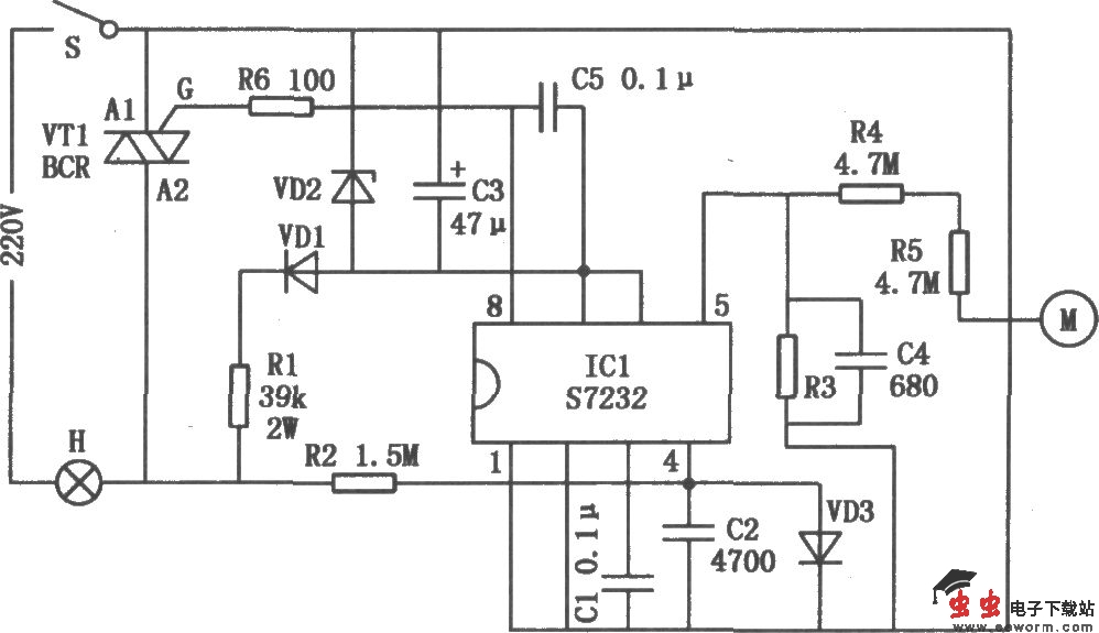 S7232构成的触摸式调光器
