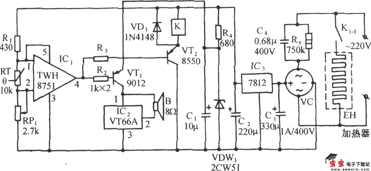 家禽畜舍恒温控制及乐曲发声电路