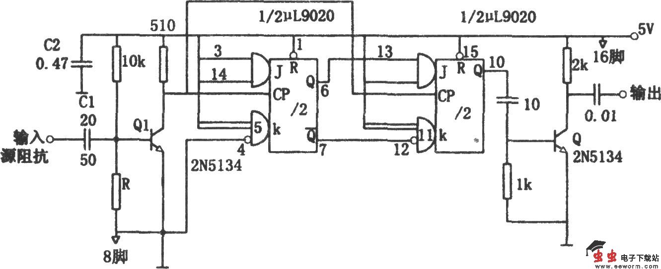 输出波形对称的奇次分频计数器(&mu;L9020)