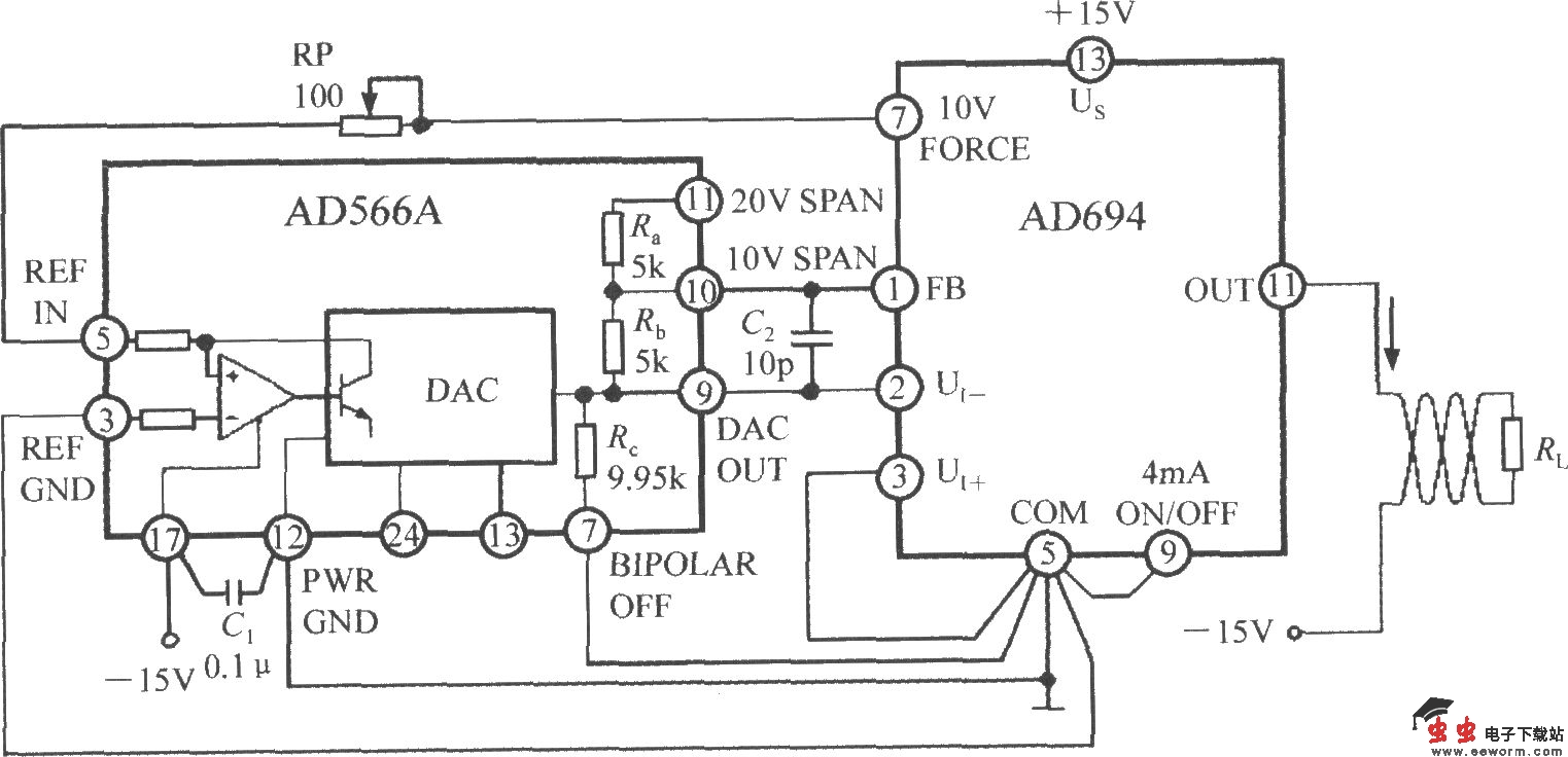 多功能传感信号调理器AD694用作数／模转换器(DAC)的电流环接口电