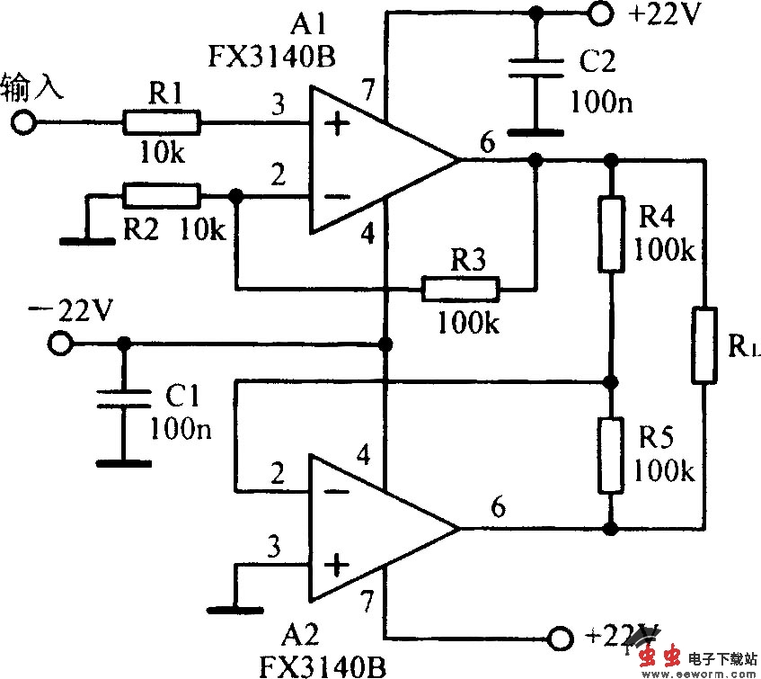 输出80Vp-p悬浮负载放大电路