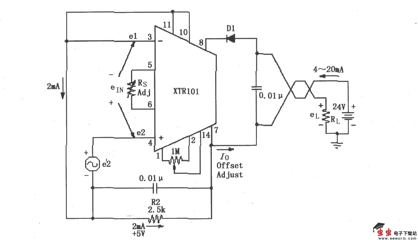 XTR101浮动电压源电路