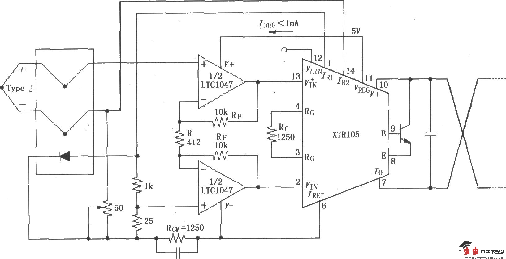 XTR105热电偶测量环电路