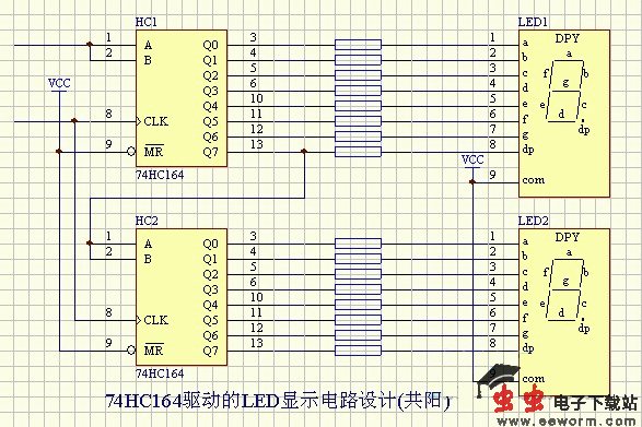 LED-74HC164驱动的LED显示电路设计（共阳）