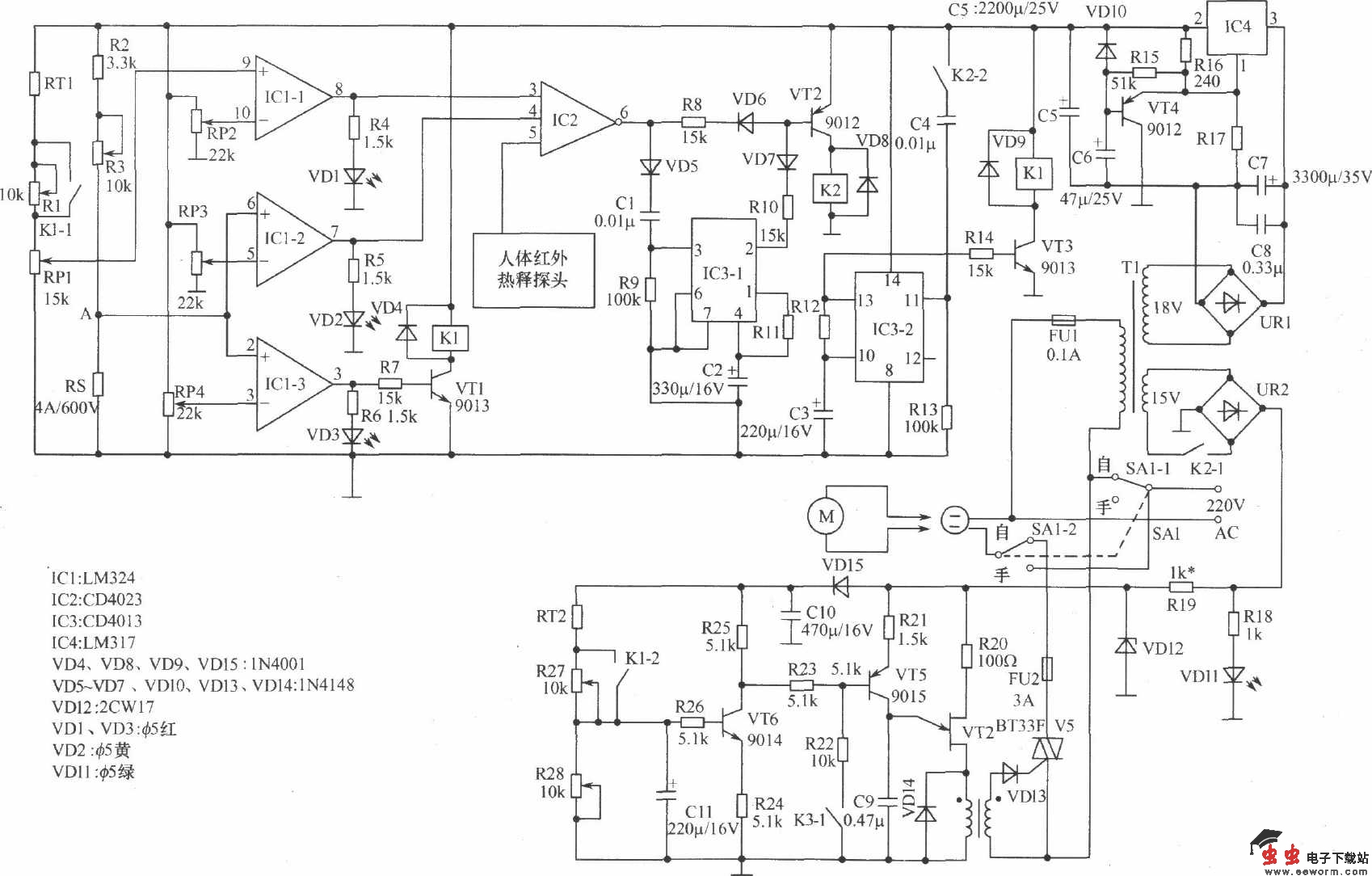 带红外热释探头的自动控制器