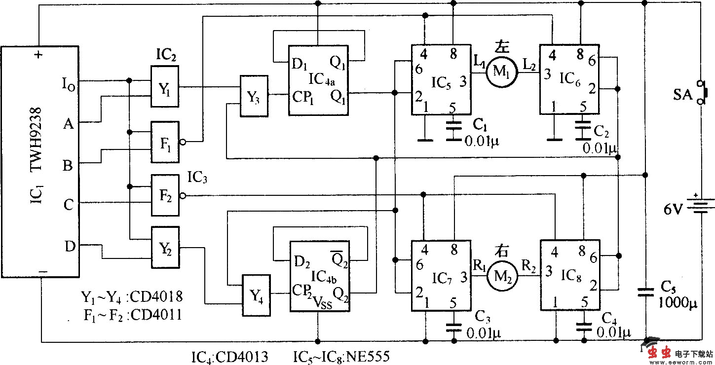无线电遥控电动车电路