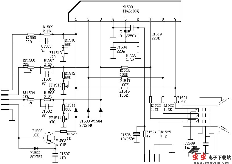 视放电路：TDA6103