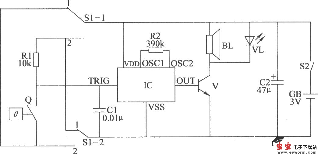 温度检测报警器电路