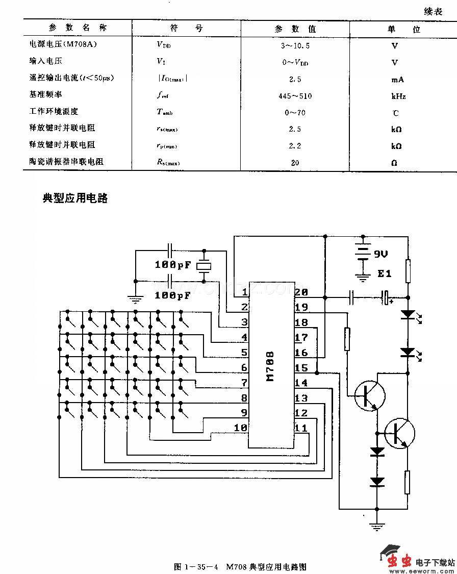 M708(电视机)红外线遥控发射电路