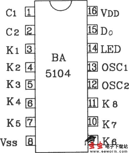 BA5104/5204红外遥控发射、接收集成应用电路图