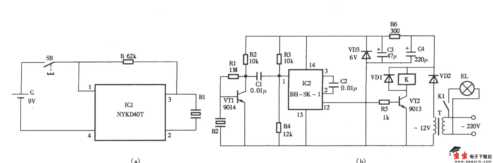 超声波遥控照明灯电路