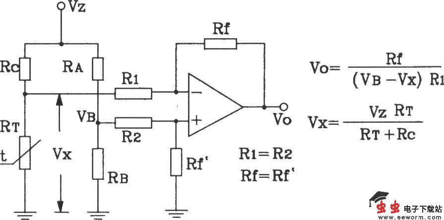 由精密温度传感器构成的温度-电压变换电路