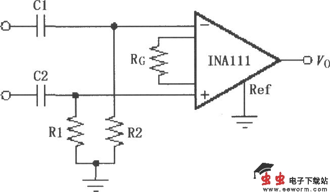 INA111构成的高通滤波电路