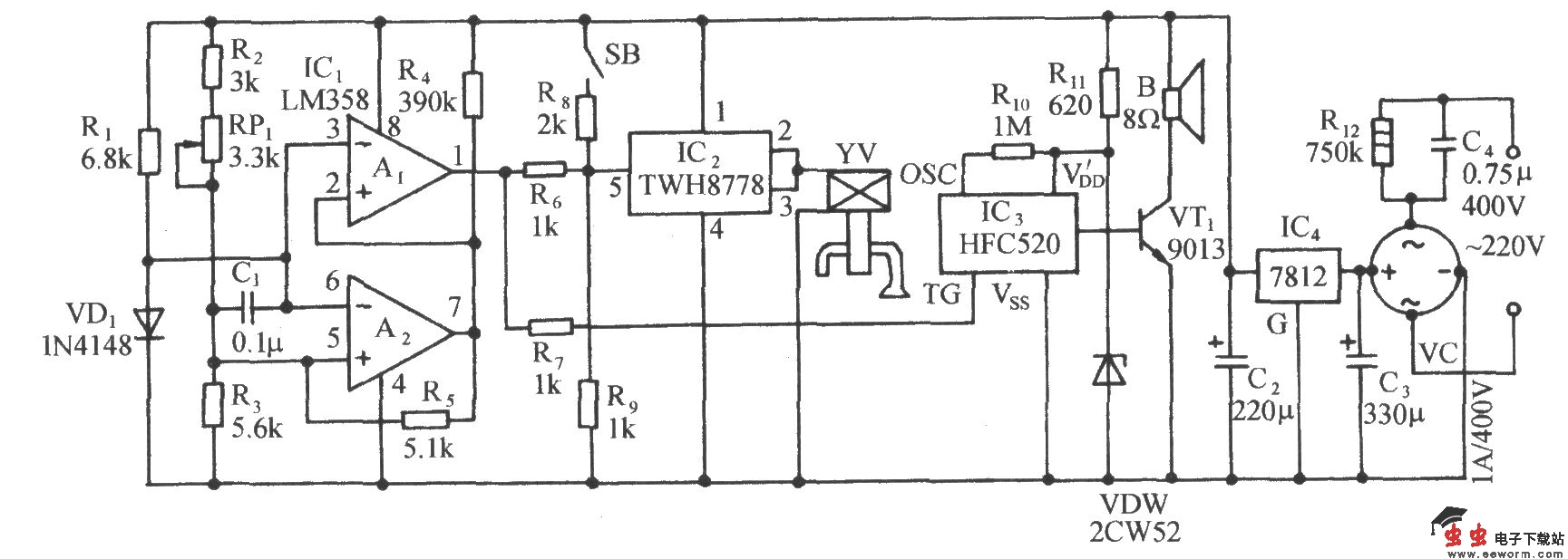 珍兽馆舍超温自动喷水降温装置电路