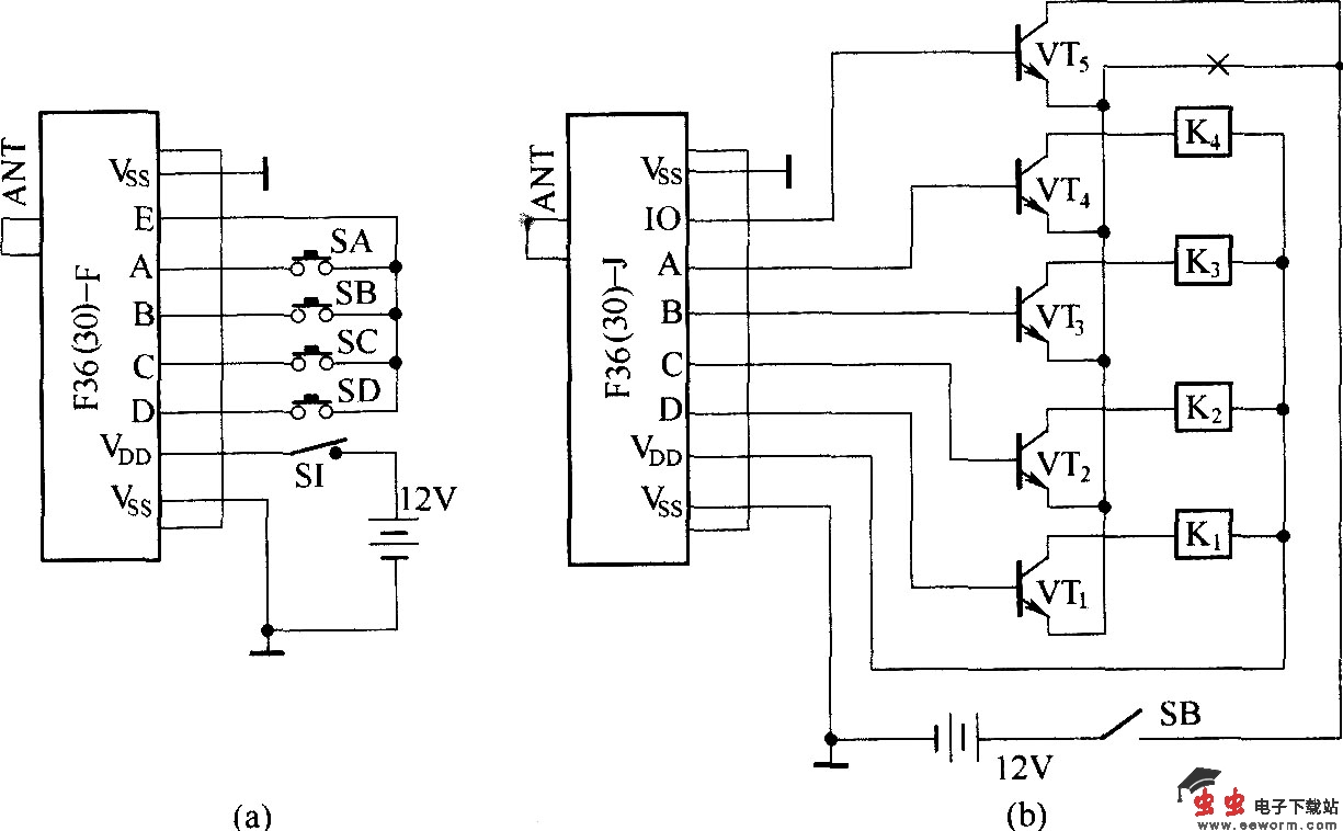 F36-F／J构成的基本无线电收发电路