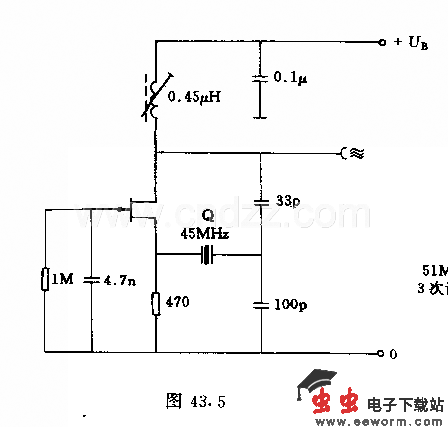 45MHz场效应管振荡器电路