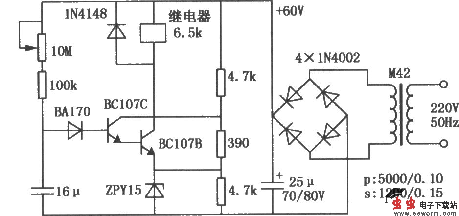 晶体管继电器延时吸合电路
