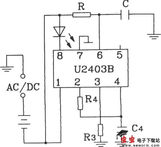 U2403B恒流充电计时器典型应用电路