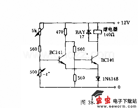 采用施密特触发器的双位温度调节器电路