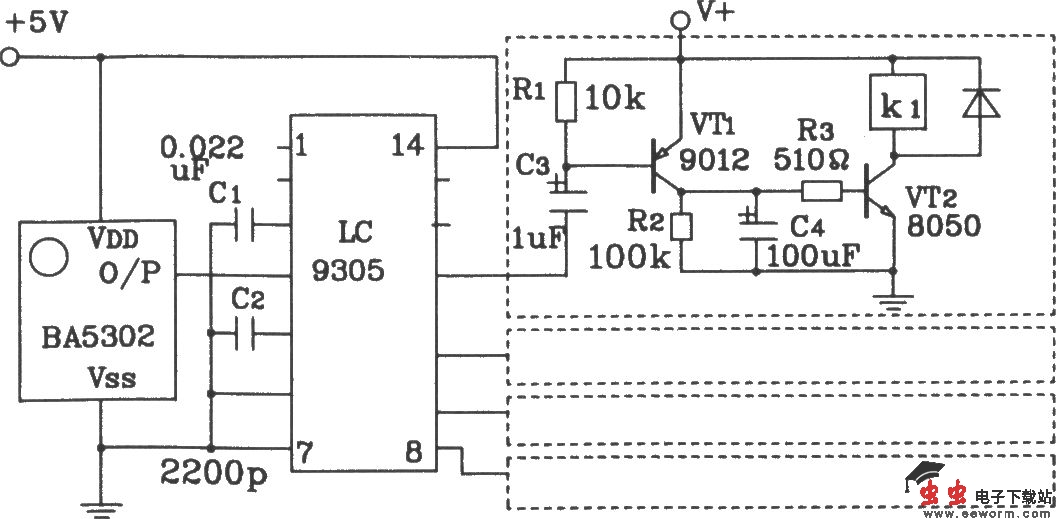 LC9301/9305红外遥控发射、接收集成应用电路图