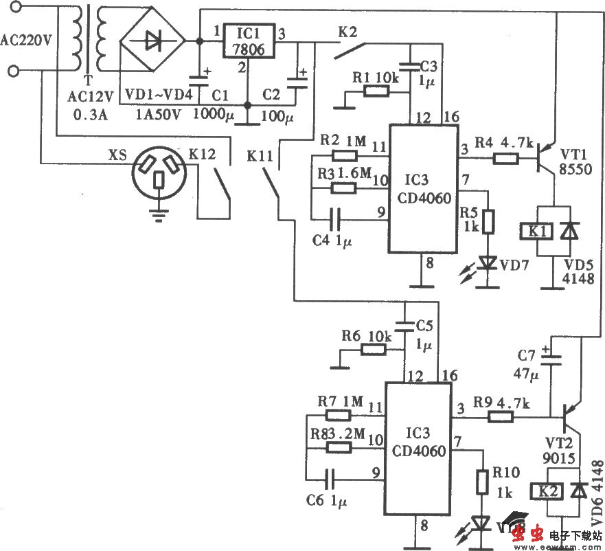 家用电器用电定时器电路