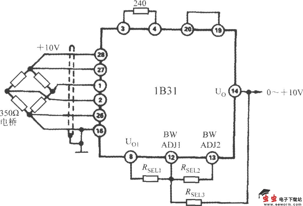 利用电阻来提高截止频率(宽带应变信号调理器1B31)