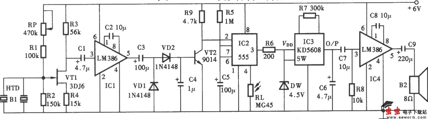 声光控制电子犬电路
