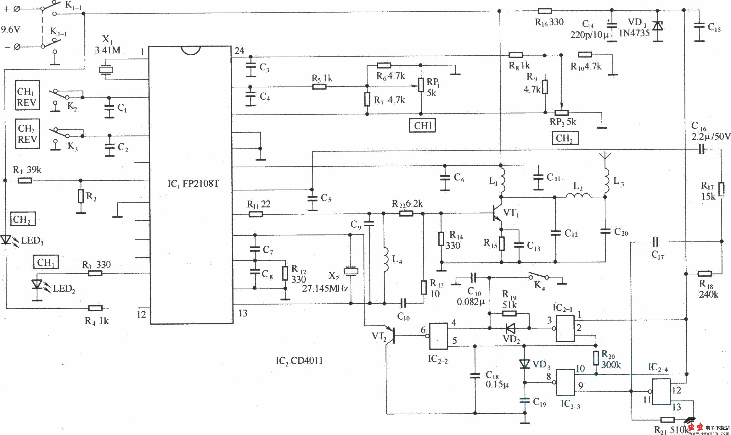 电动模型飞机遥控装置