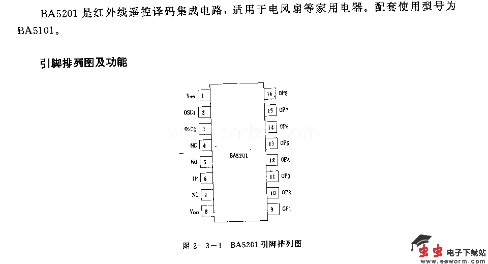 BA5201 (家用电器)红外线遥控译码电路