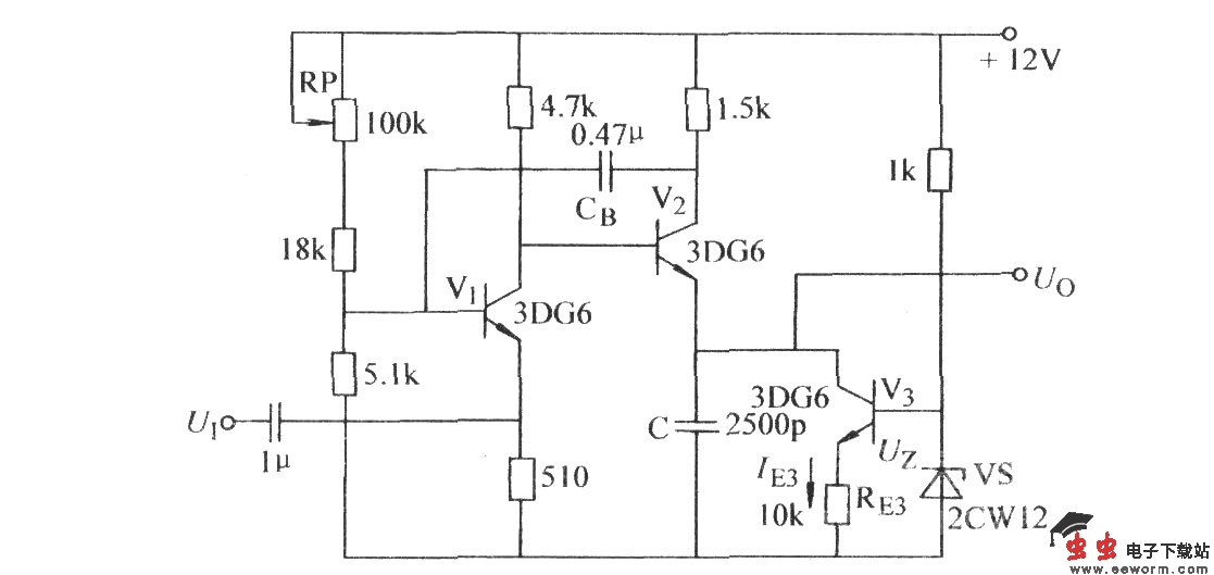 用晶体管代替放电电阻的自激锯齿波电路