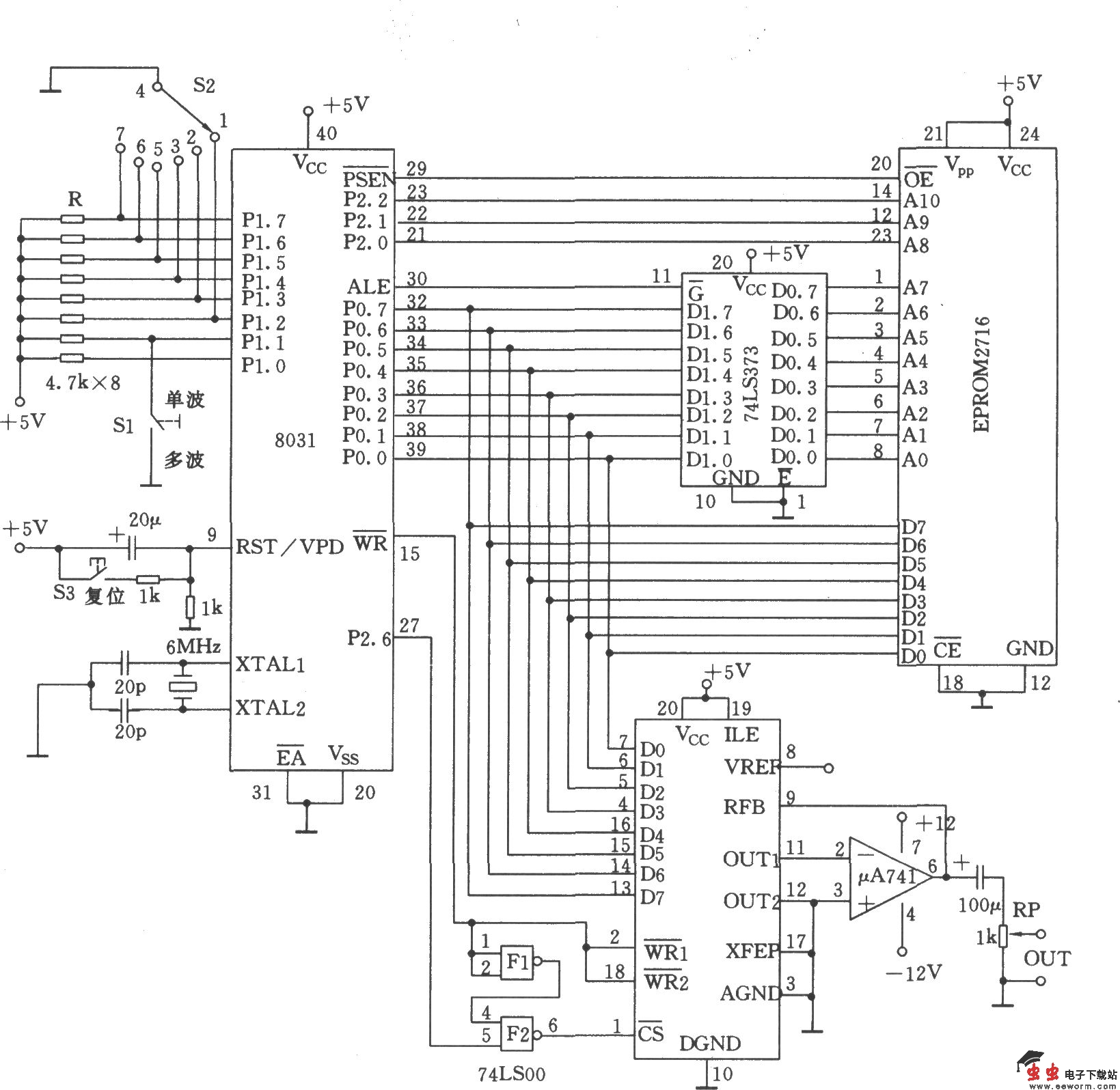 用单片机构成的波形发生器