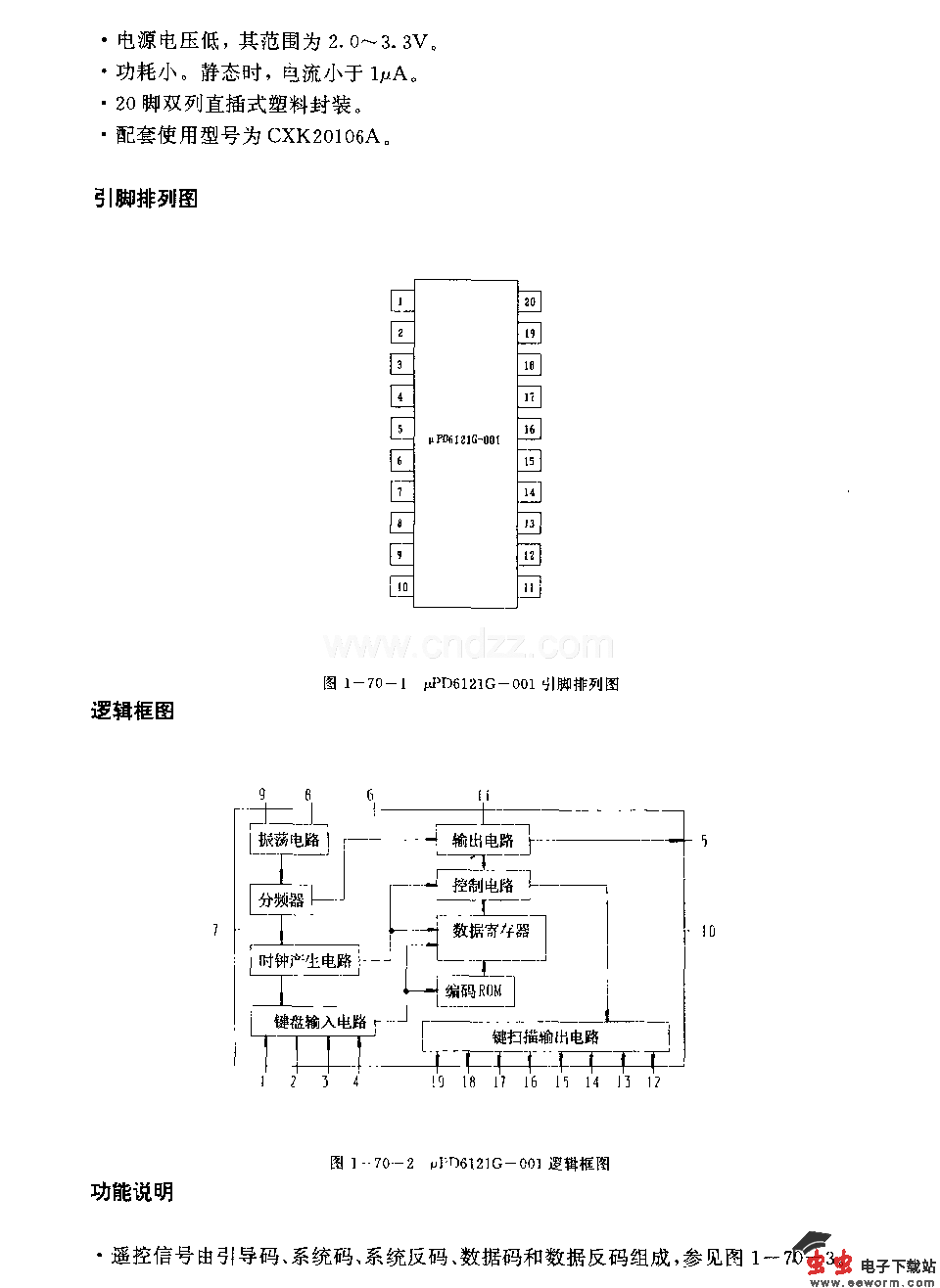 U9D6121G一001 (电视机初录像机)红外线遥控发射电路