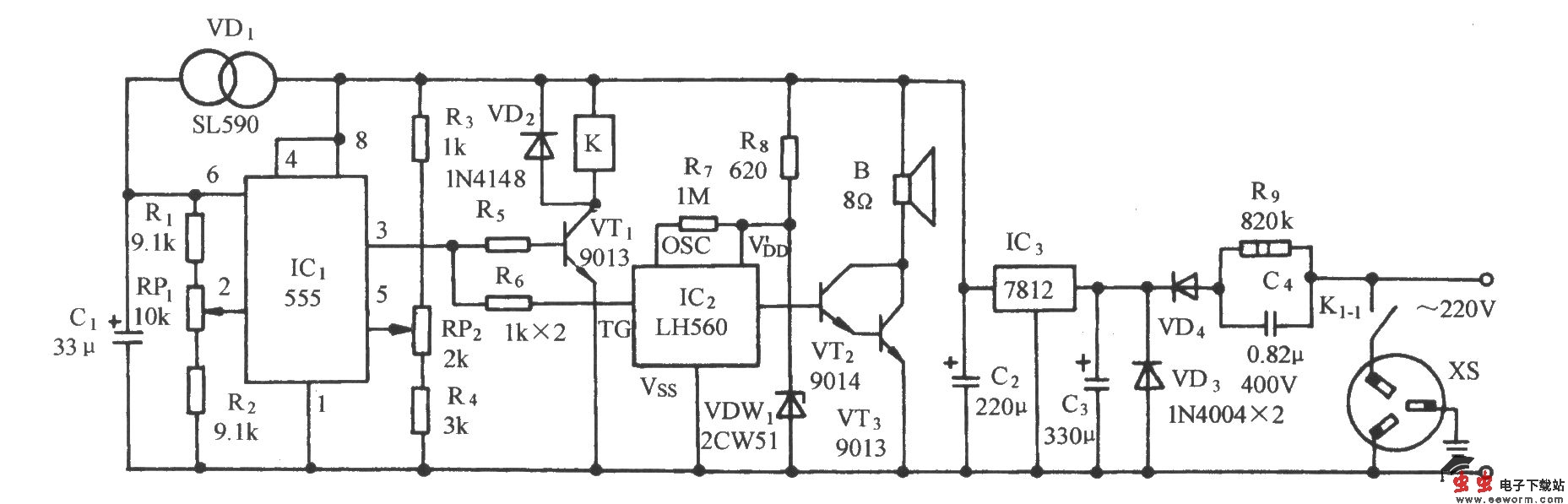 采用SL590的温度控制电路