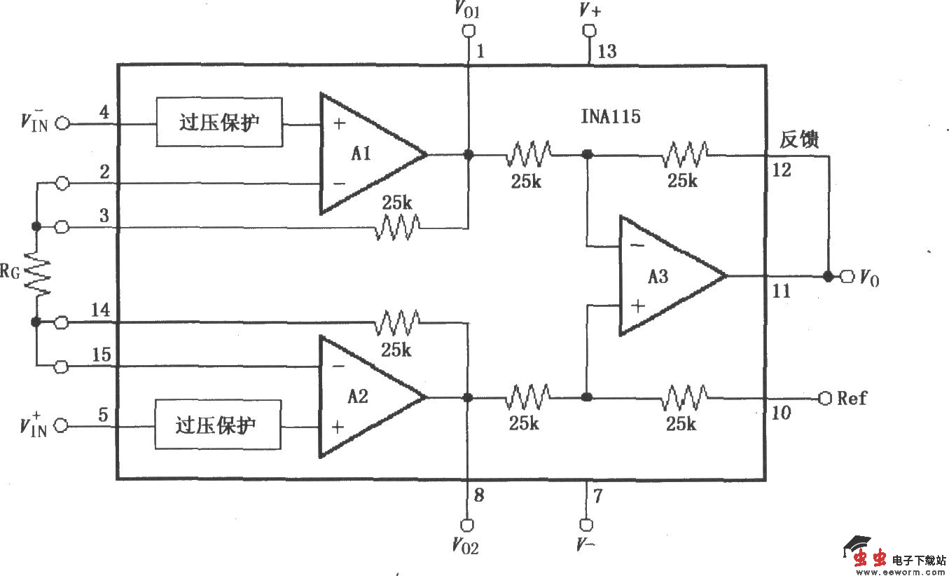 INA115的基本连接电路