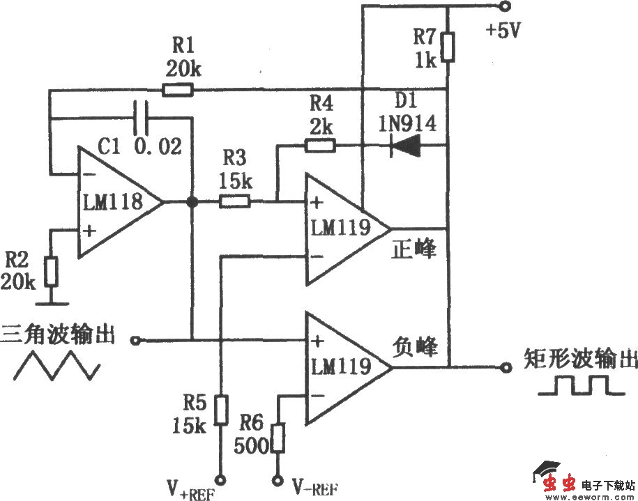 能精确调整振幅的三角波发生器(LM119、LM118)