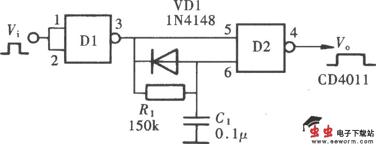 用门电路组成的脉冲展宽电路