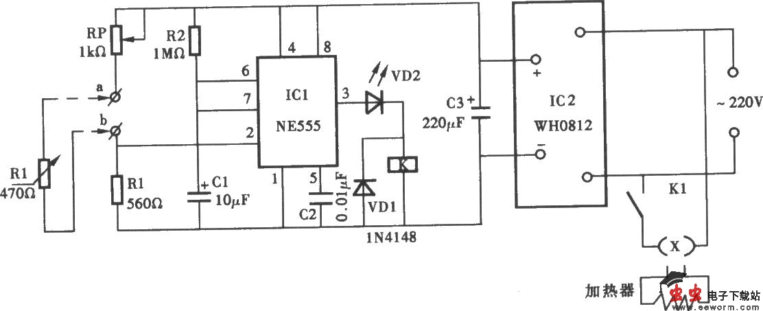 热带鱼鱼缸水温自动加热控制器电路