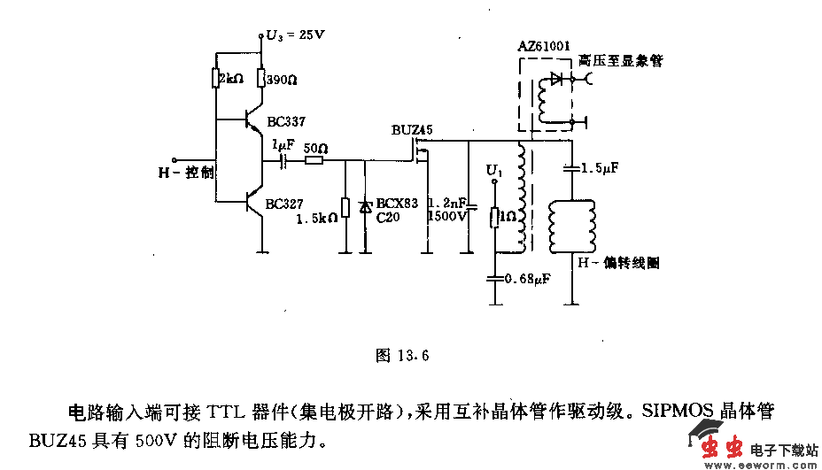 数据监视器用水平偏转线圈电路