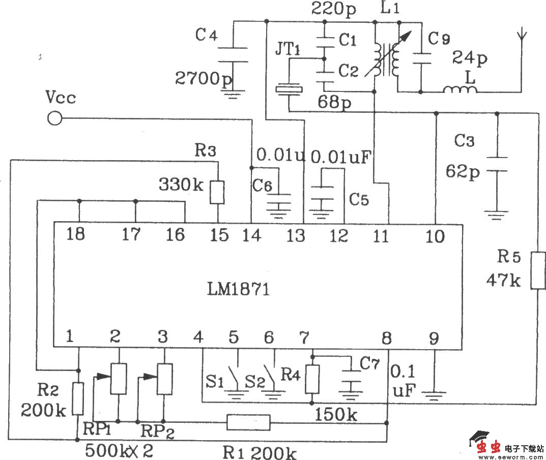 由LM1871/1872构成典型遥控发射、接收电路图