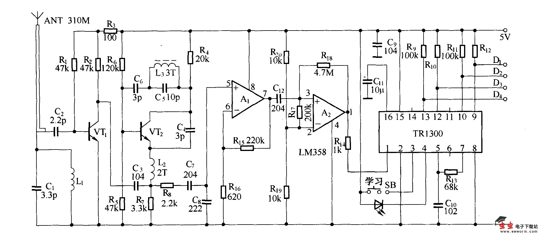 跳码型无线电遥控电路(TR1300/1315)