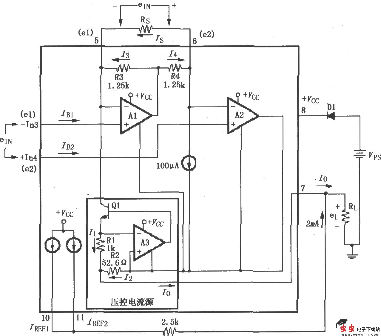 XTR101基本电源和信号连接电路