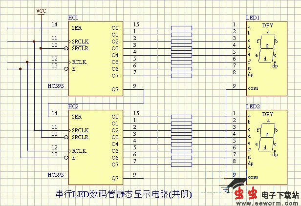 LED-串行LED数码管静态显示电路（共阴）
