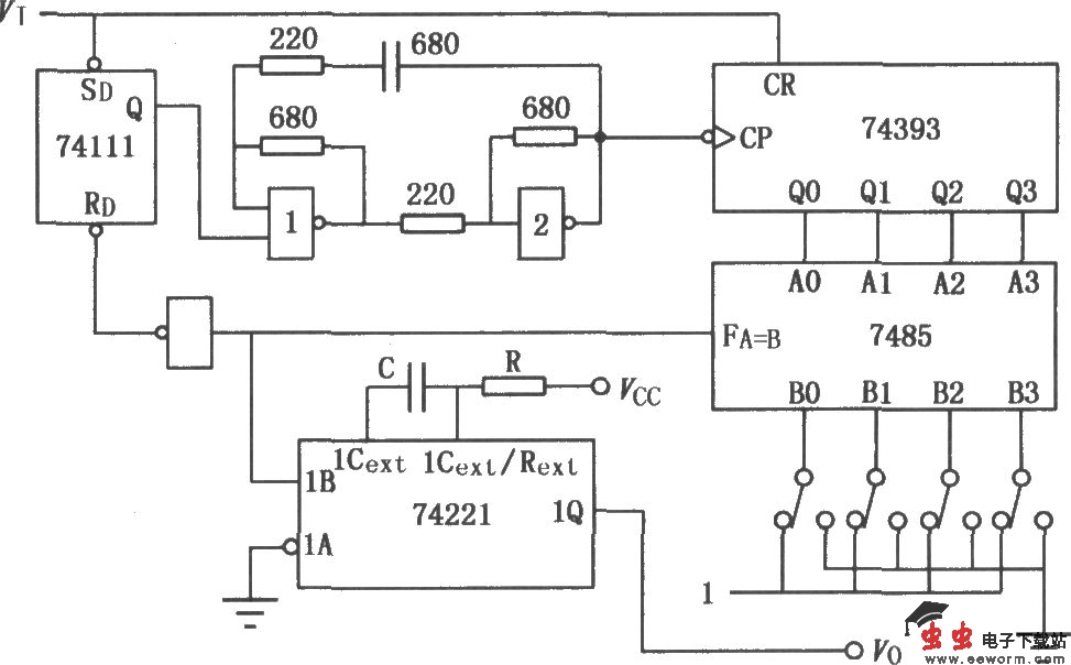 比较器74LS85组成的延时电路(一)