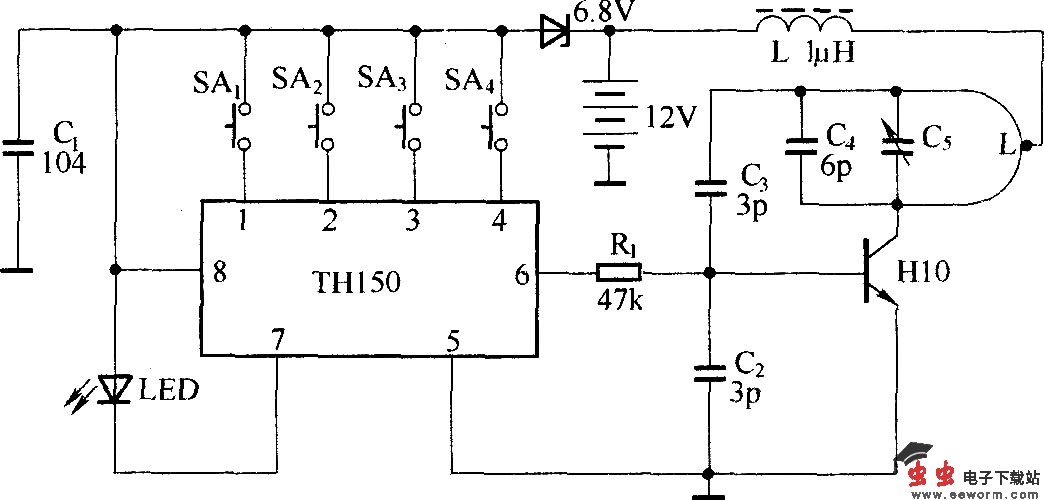 滚码型无线电遥控电路(TH150/TH150A、B)