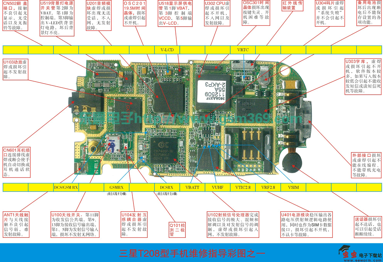 三星T200/T208手机维修实物图