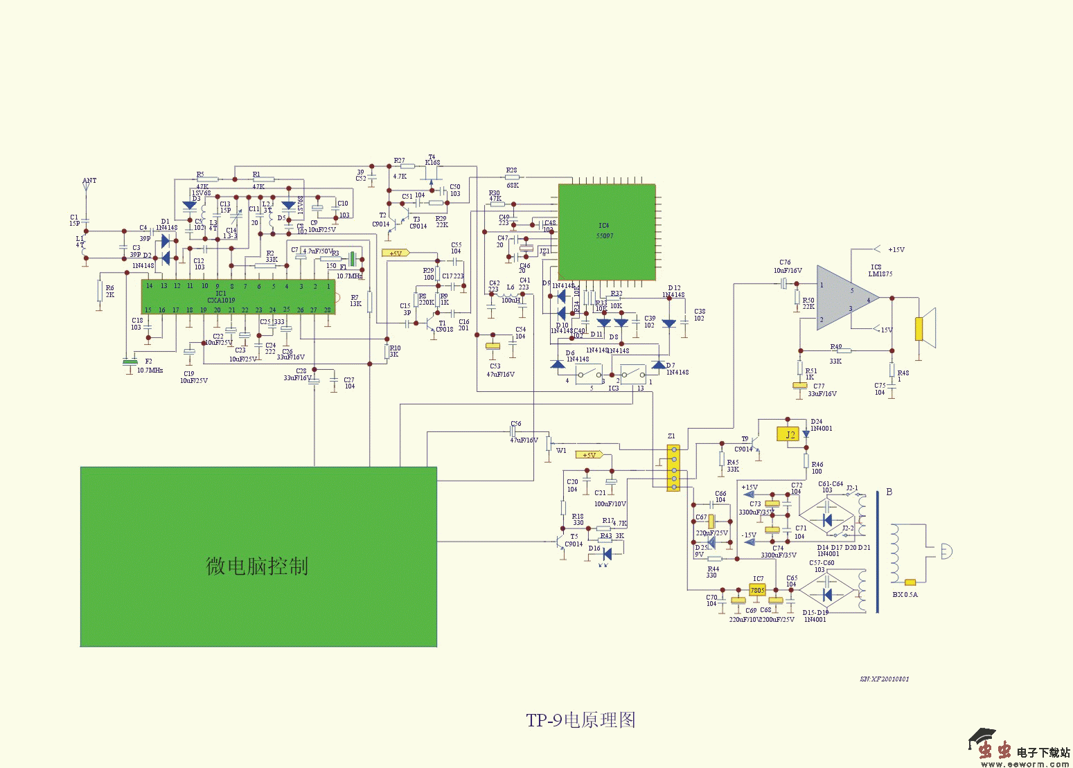 TP－8CB型10W调频音箱电路图